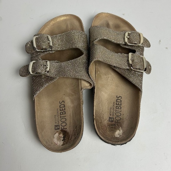 White‎ Mountain Footbeds Sparkly Glitter Double Buckle Slide Sandals size 10 - Picture 5 of 10